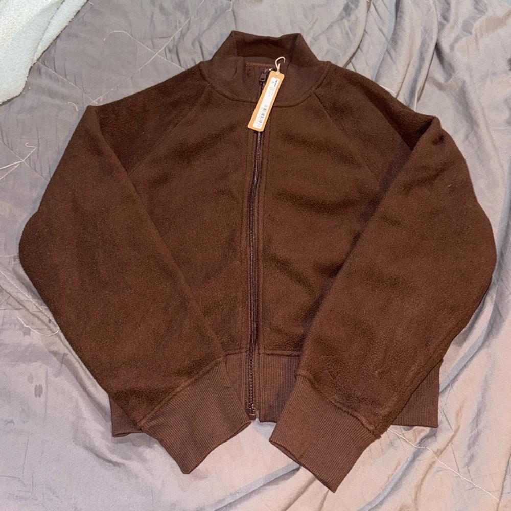 SKIMS FLEECE LOUNGE JACKET 'COCOA'